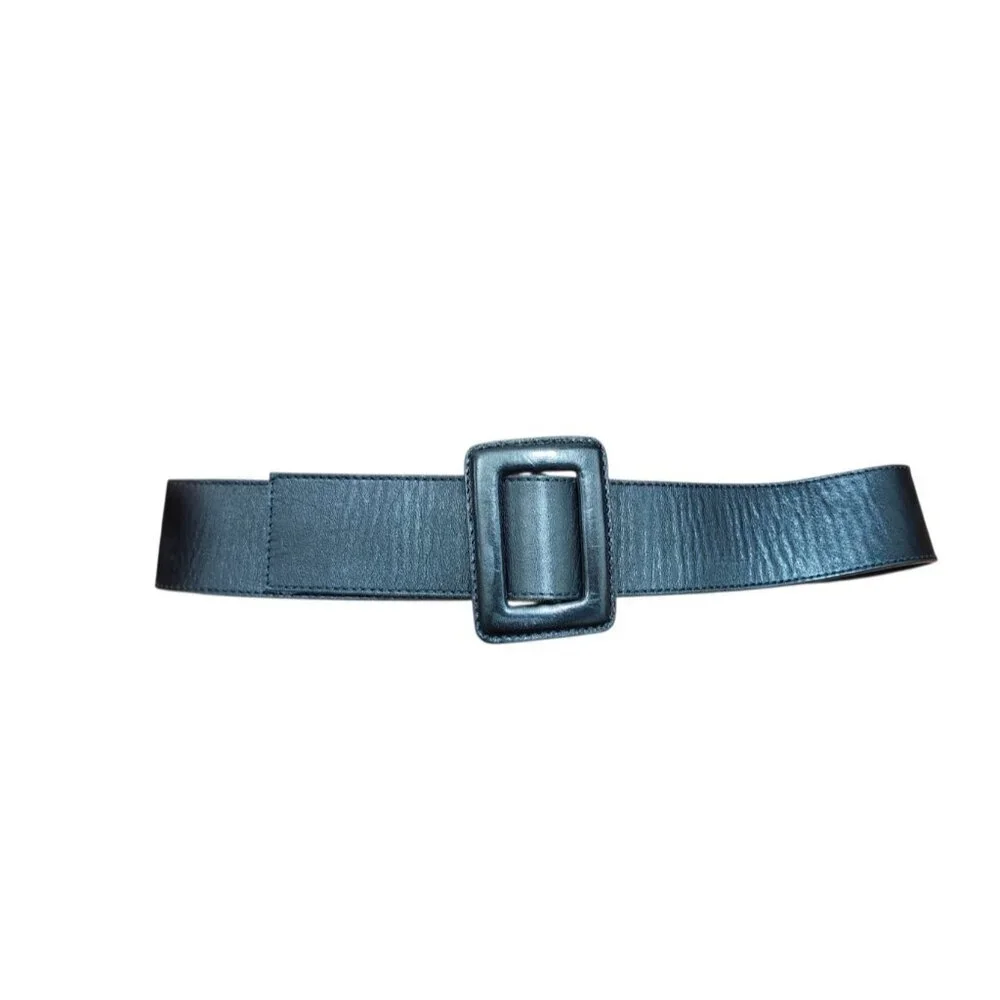 ZAPA Paris Wide Black Leather Waist Belt 100% Calfskin Size T1 Made in France